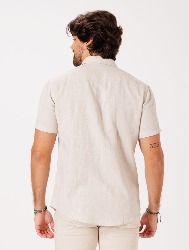 CAMISA MC PURO LINHO  AREIA