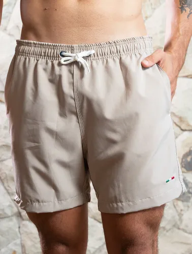 SHORT NAUTICO LISO - CINZA CLARO